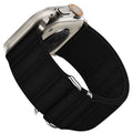 Elastic nylon Apple Watch compatible band with stainless steel buckle in sports style design