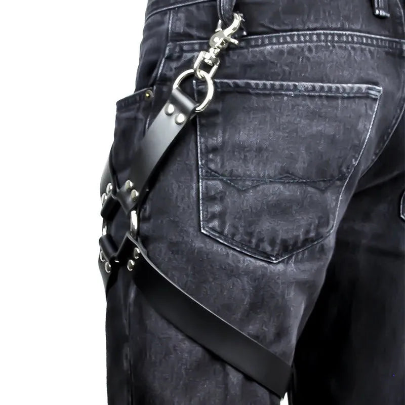 Black PU leather women's leggings showing leather texture and complete leg coverage
