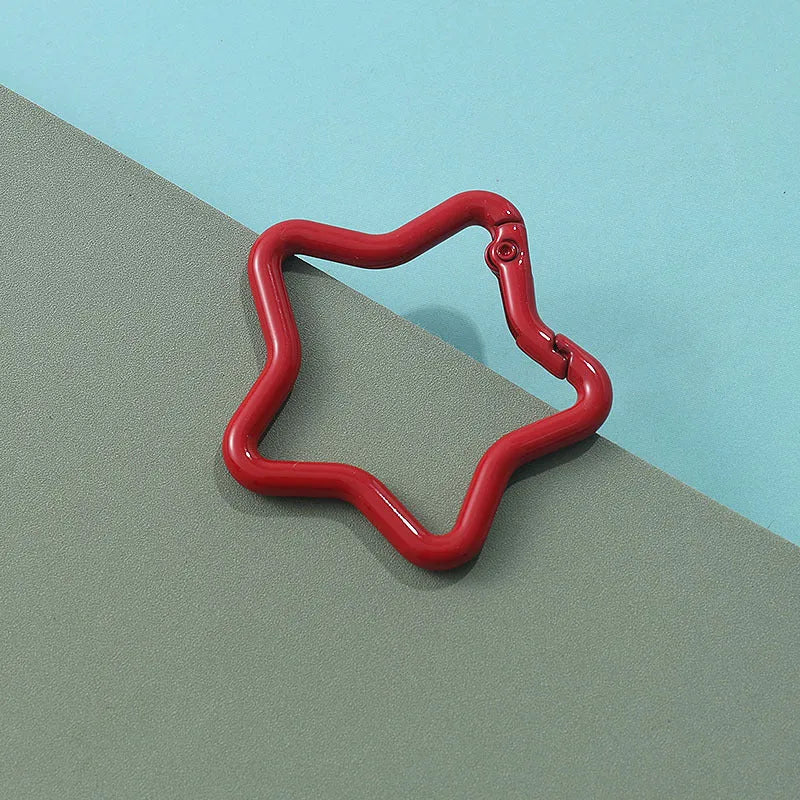 Zinc alloy five-pointed star keychain in macaron colours for backpack hanging decoration