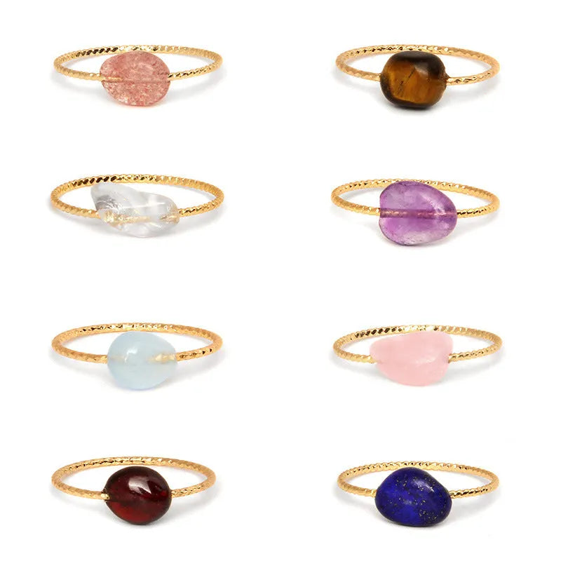 Geometric niche design ring with colourful agate gemstone centrepiece, available in eight colour variations