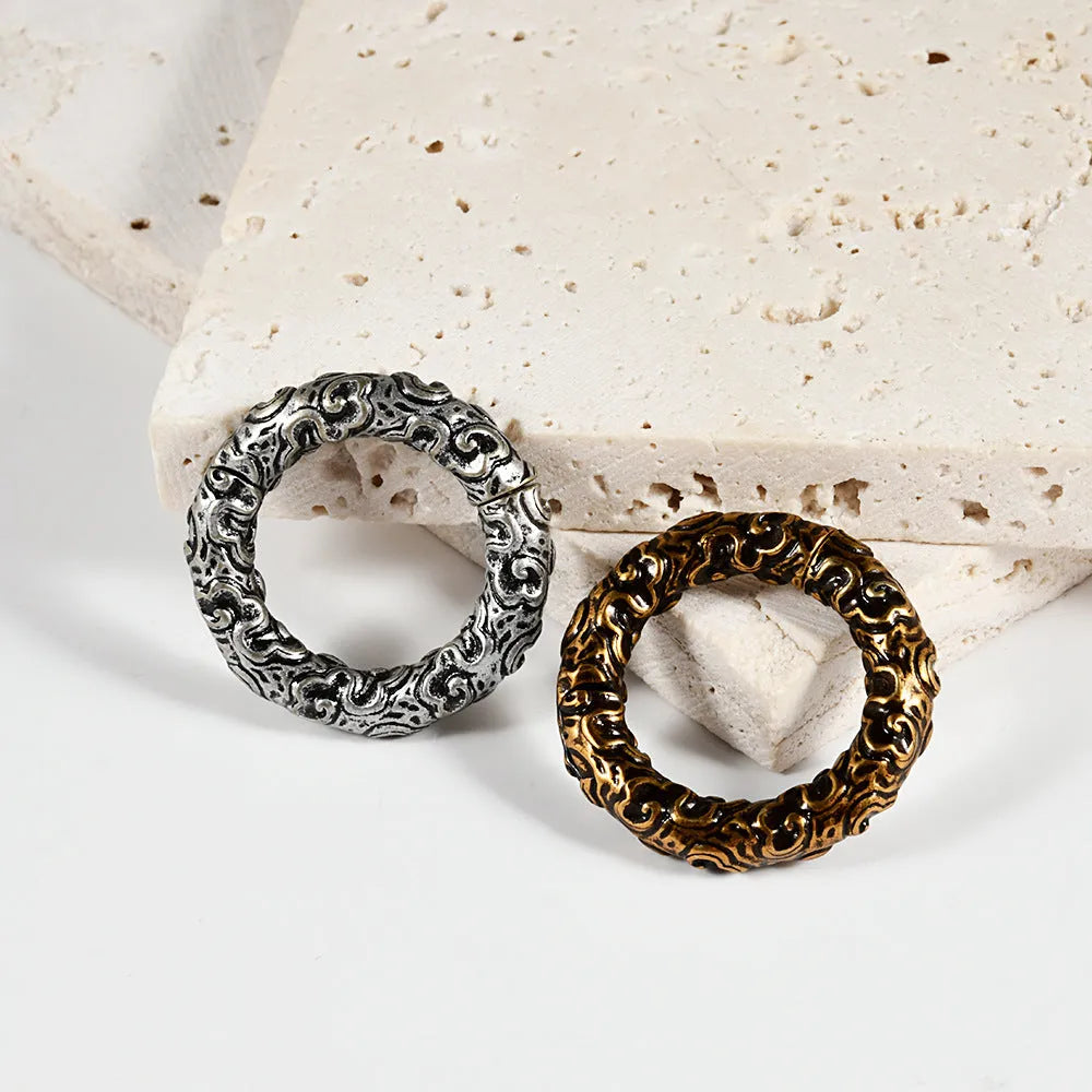 Stainless steel totem pattern fashion earrings with electroplated finish in various style options