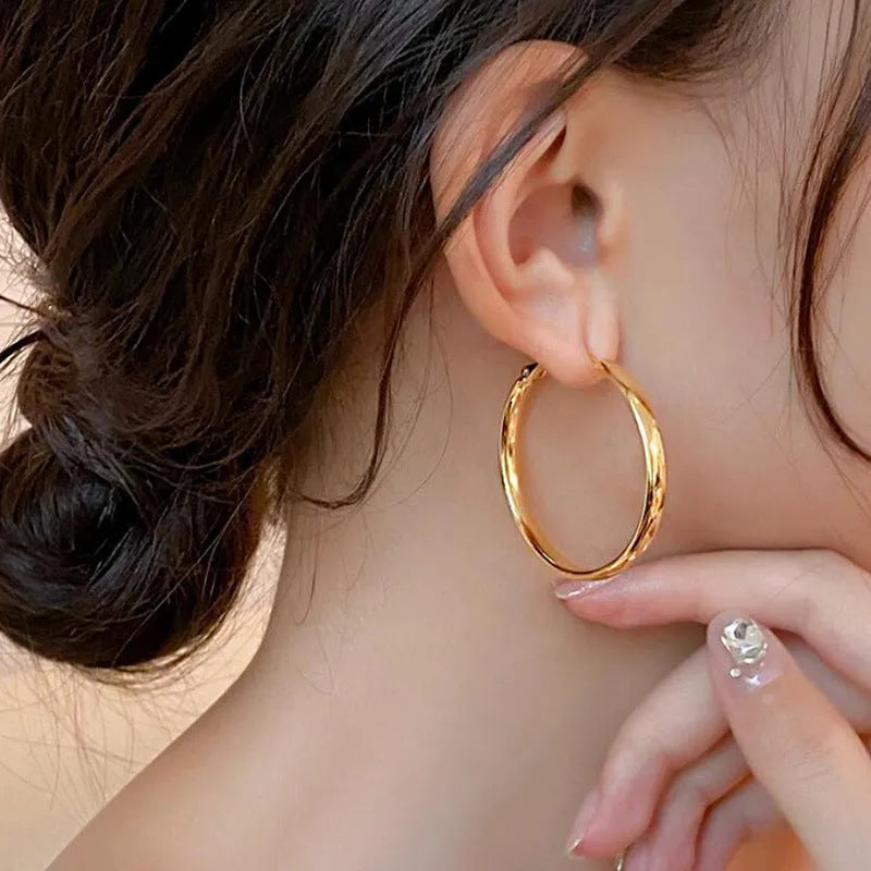 40mm copper circle hoop earrings with gold or silver electroplated finish