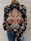 Black line 3D pattern turtleneck long sleeve sweater with loose fit Japanese Korean style