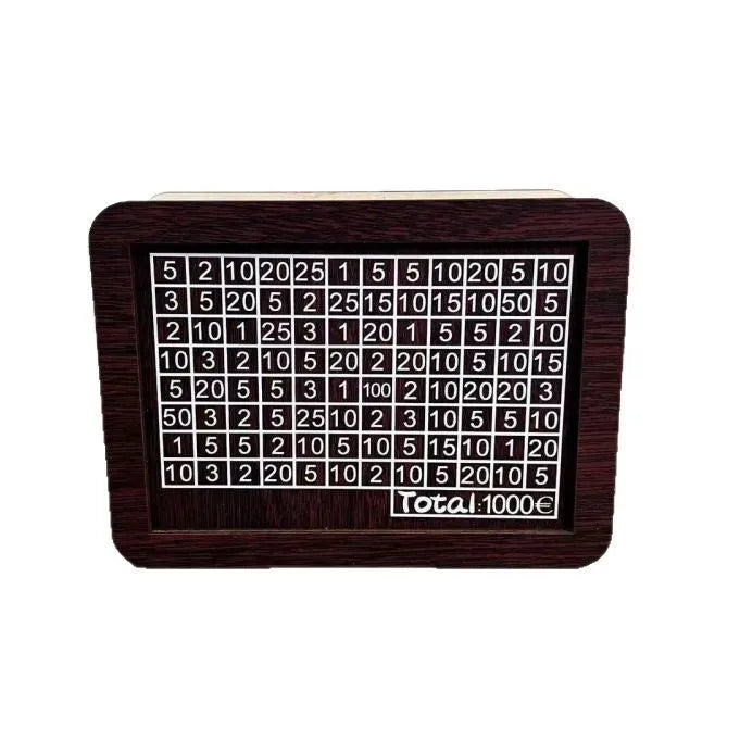 Wooden digital coin bank gift box with retro design for saving money.