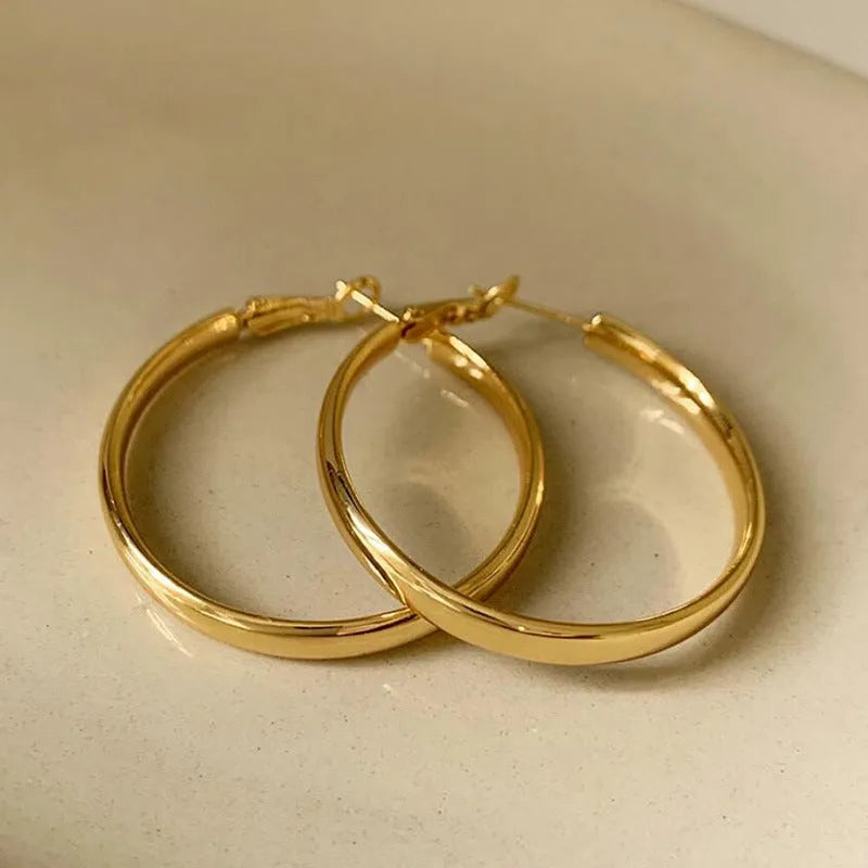 40mm copper circle hoop earrings with gold or silver electroplated finish