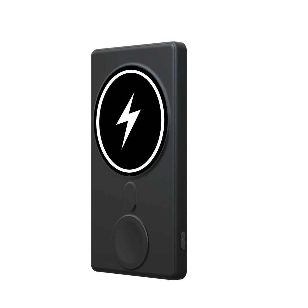 Three-in-one magnetic wireless charging power bank 5000mAh ultra-thin 116x65x13mm black or blue