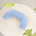 Blue U-shaped cat pillow with adjustable neck collar for sleeping support