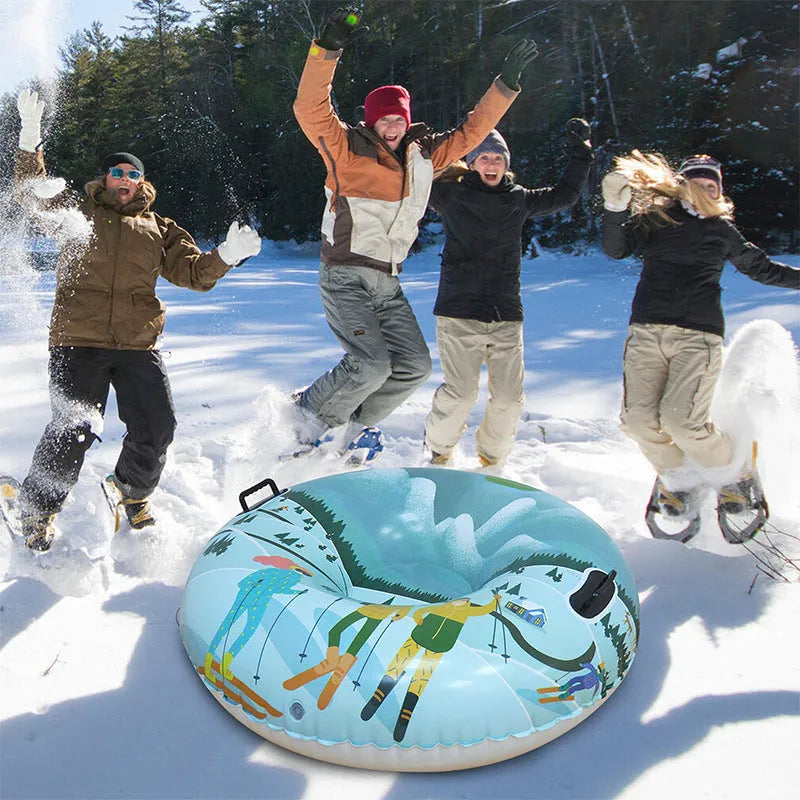 PVC winter ski ring toy in a choice of three printed colour designs for outdoor snow play.
