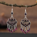 Smart Water Drop Purple retro alloy earrings with long fringe drop shape.
