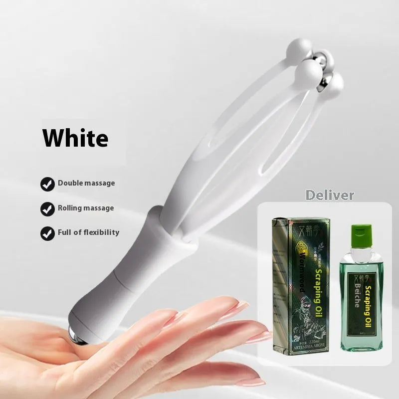 Blue and white PP plastic finger massager with electroplated steel ball rollers for hand joint therapy