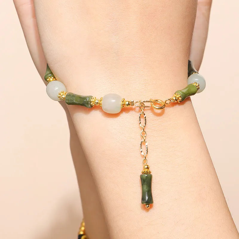 Handmade crystal agate bracelet with natural stone transfer beads in fruit and animal shapes