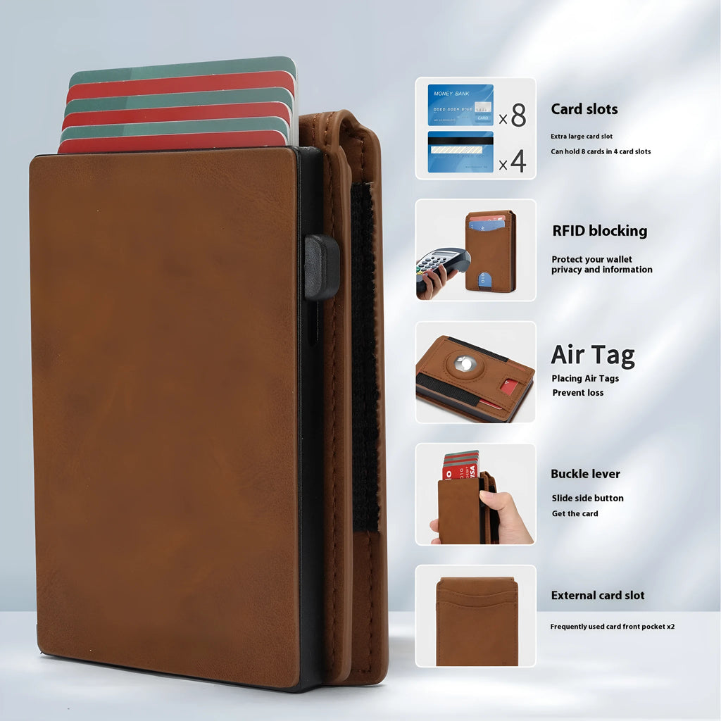 Men's microfiber synthetic leather card holder wallet in black, dark brown and light brown colours
