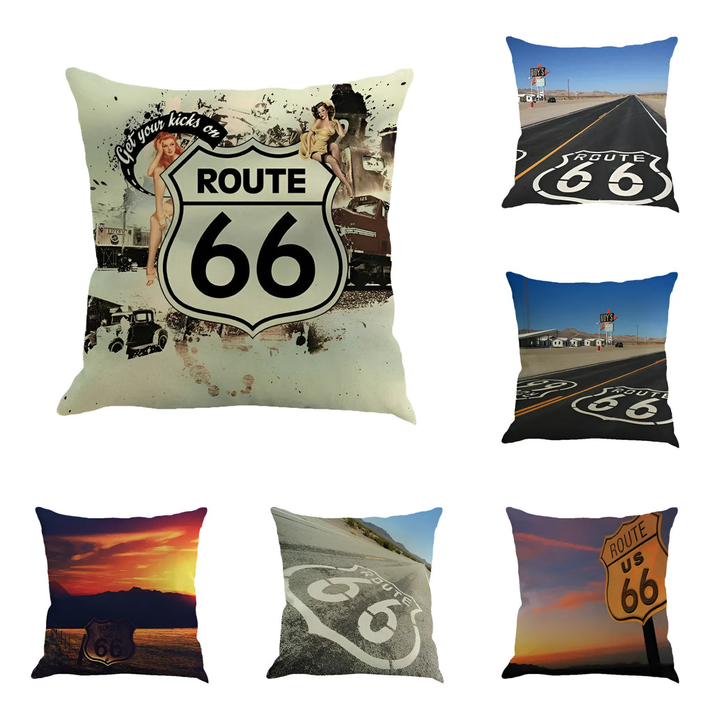 Linen cushion cover with hold pillowcase design showing landscape pattern in available colours