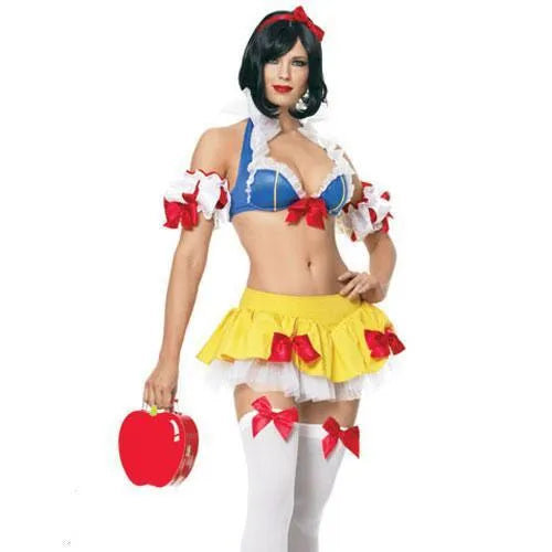 Anime Snow White Halloween costume dress set with headdress and sleeves in 8569 colour scheme