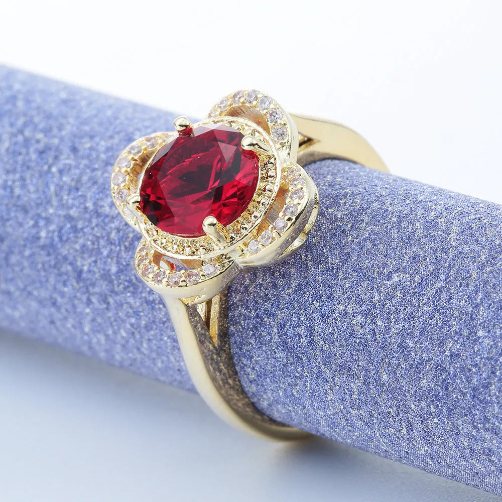 Copper zircon ring with electroplated finish in fruit shape design