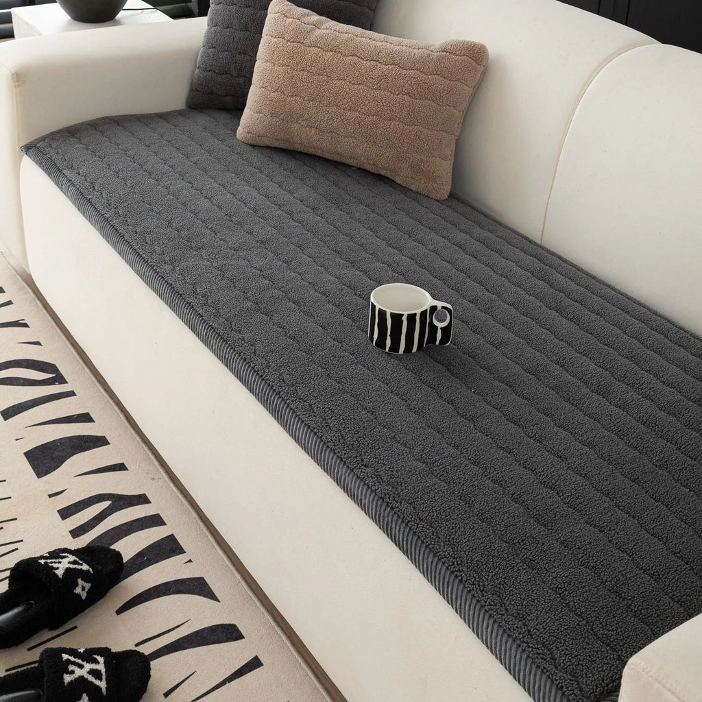 Plush non-slip sofa cushion in solid colour, available in six colours and five sizes from 70x70cm to 70x240cm