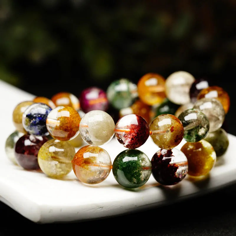 Crystal bracelet with colourful ghost cornucopia design on 10mm ball beads