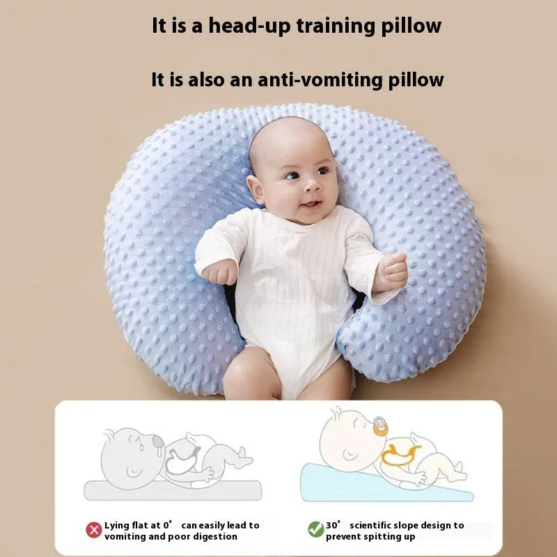 Nursing pillow for breastfeeding mothers in grey, blue, pink, or yellow colour options