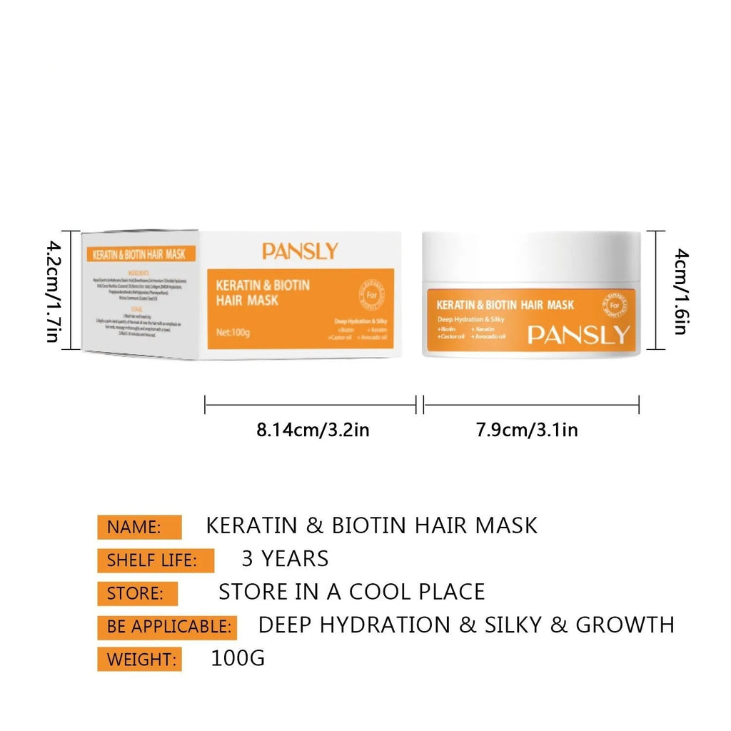 Biotin Keratin Hair Mask 100ml for frizzy hair repair and smoothing, single pack