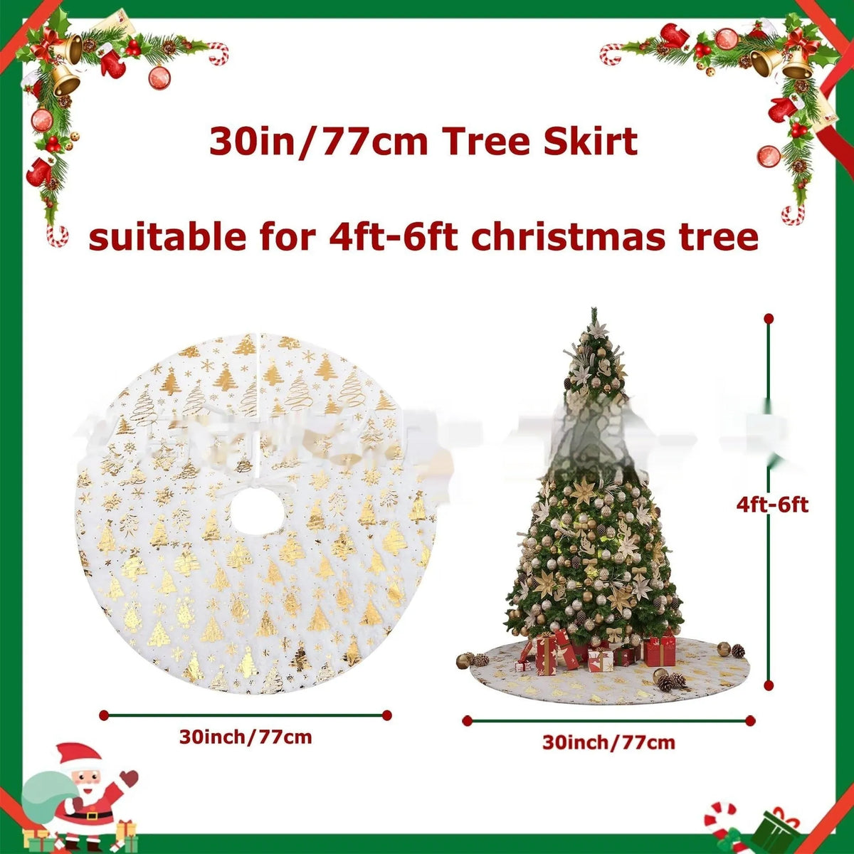 Plush gilding snowflake Christmas tree skirt mat in cedar or star style