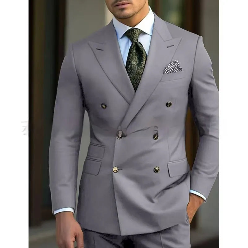 Men's light business two-piece suit in chemical fibre blend available in multiple colours and sizes XXS to 7XL