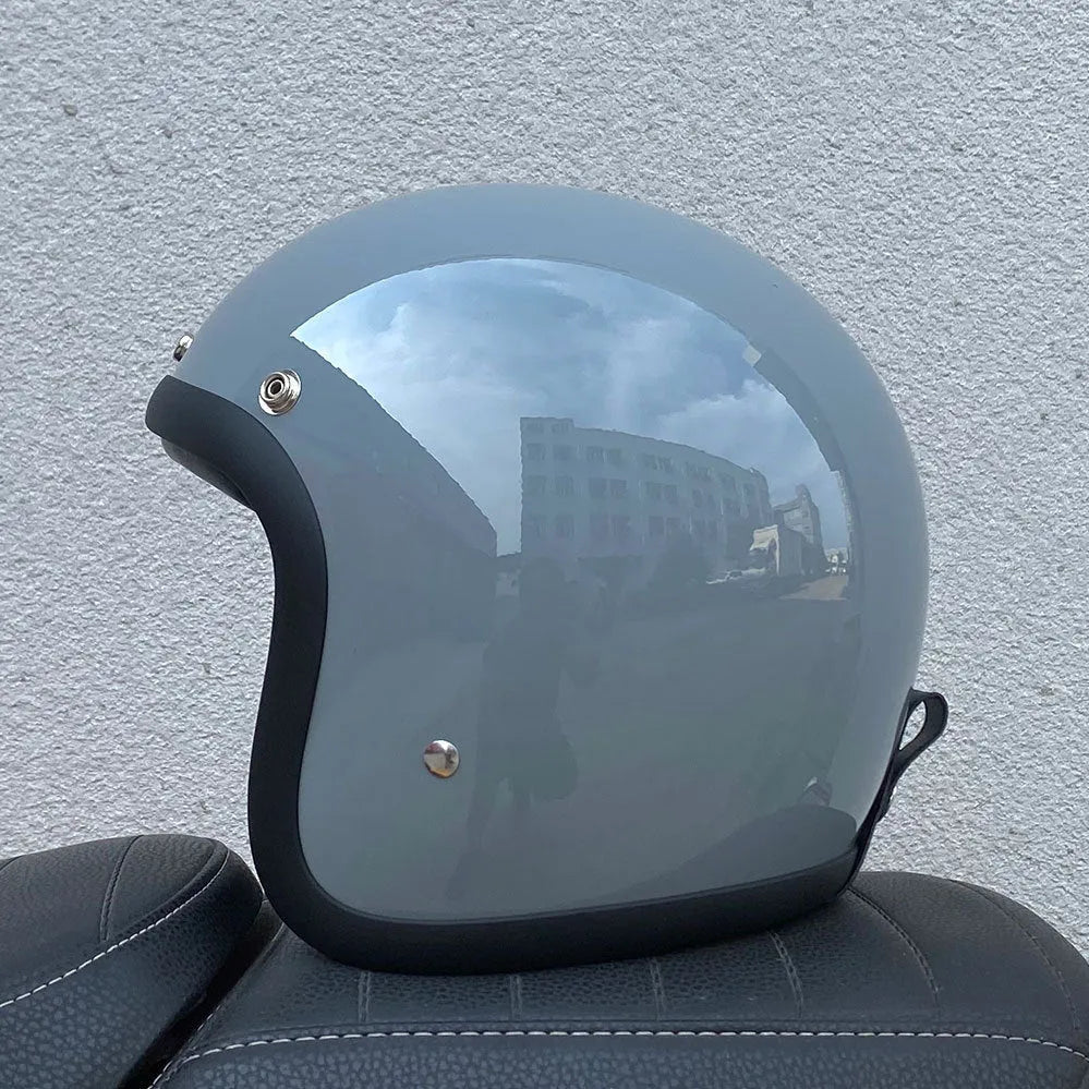 Glass fibre retro half motorcycle helmet for electric bike commuting in multiple colour options