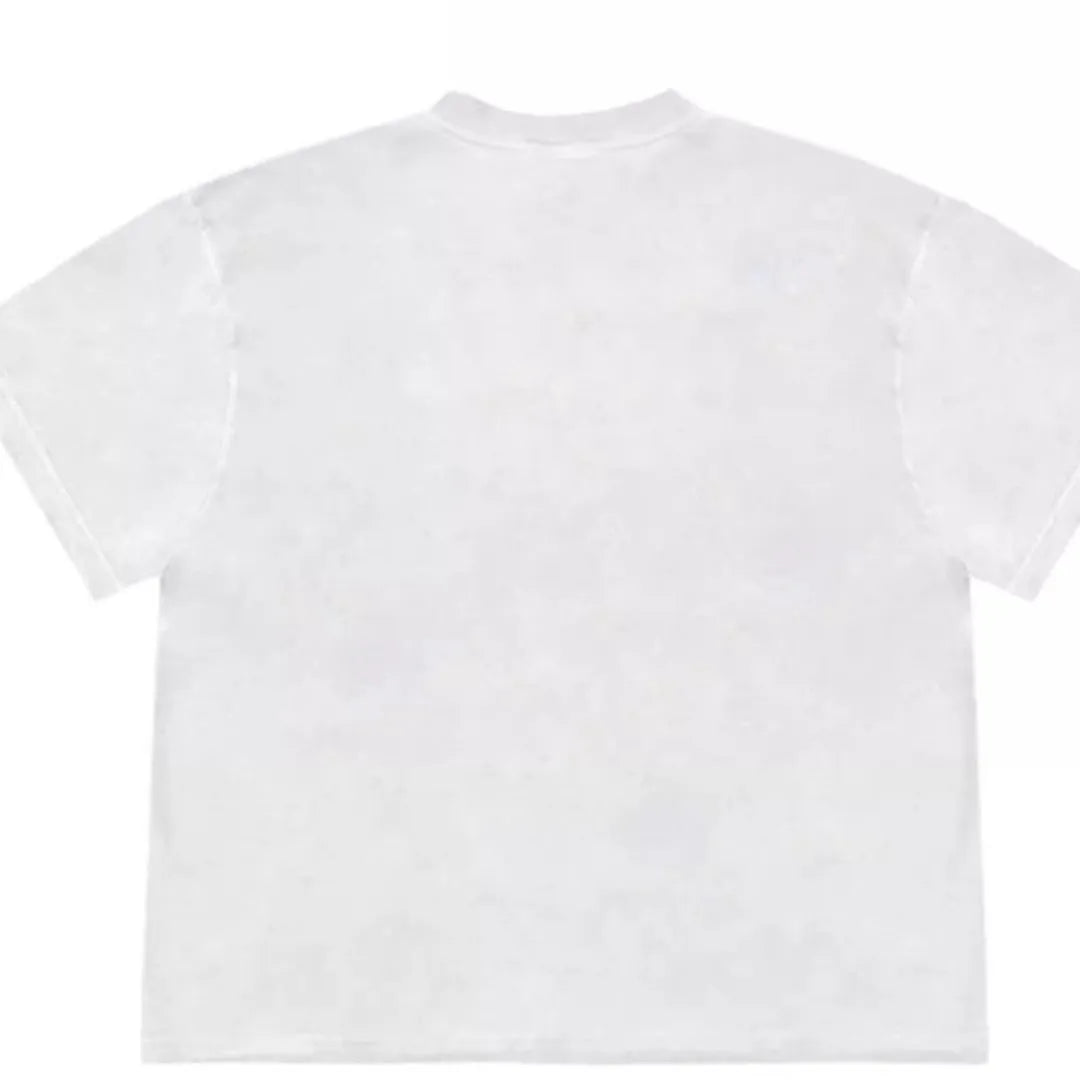 Loose fit patchwork T-shirt with floral fruit design in ice oxygen cotton fabric