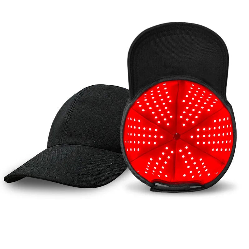 Black infrared duckbill cap with 180 LEDs for hair growth light therapy