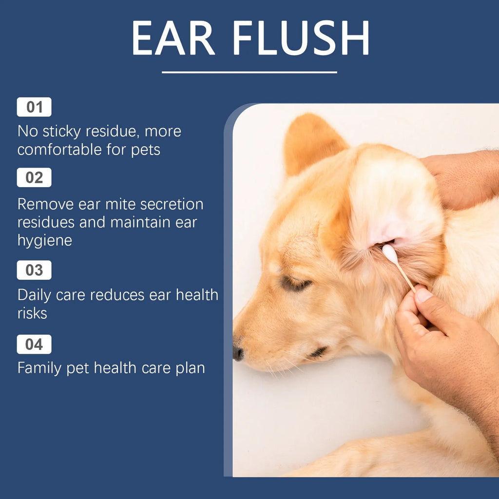 100ml bottle of cat and dog ear cleaner solution for pet ear hygiene