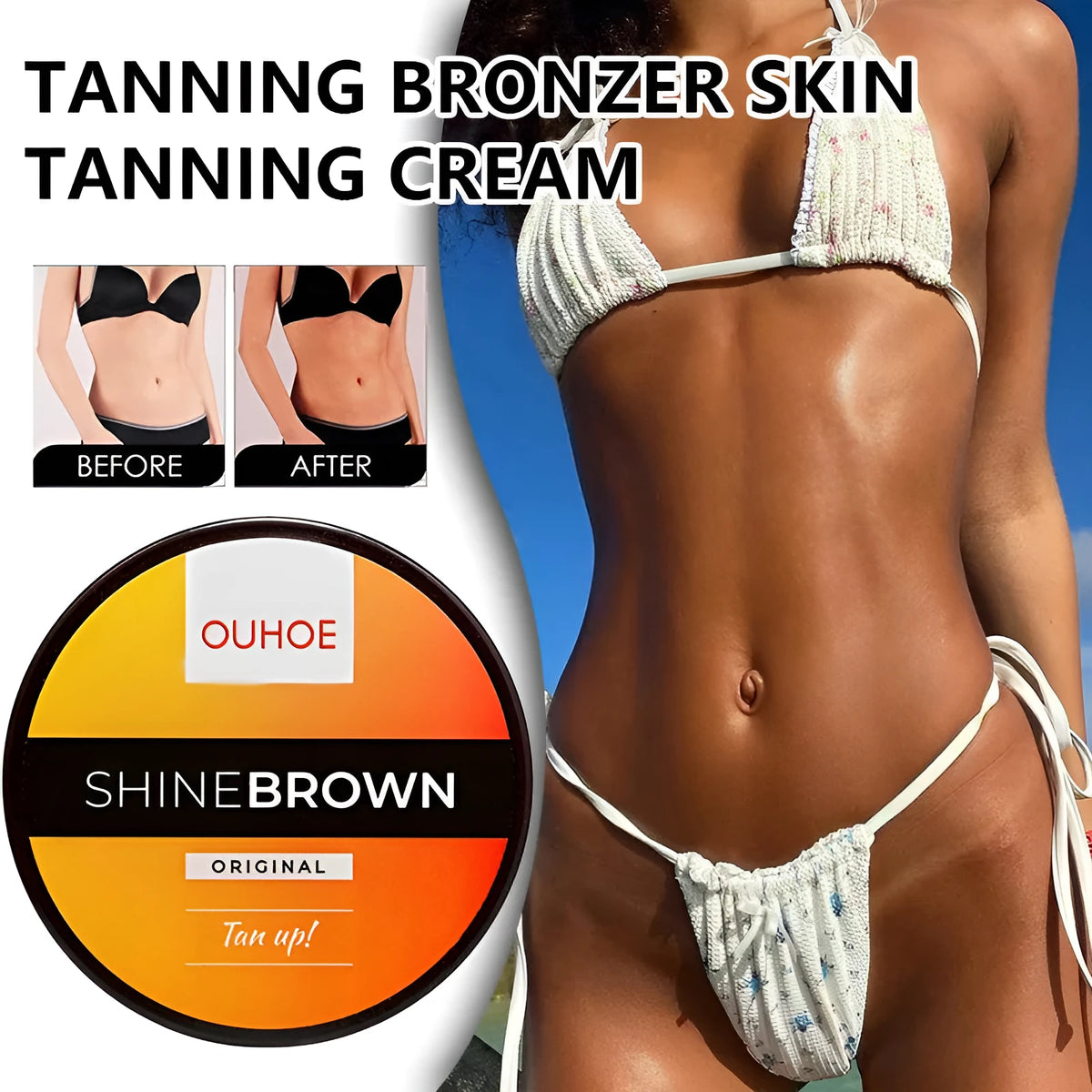 Tanning cream and aloe vera gel set for intensive tanning and after sun skin care repair.