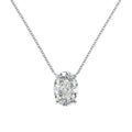 Sterling silver necklace with geometric oval ice flower pendant in gold or platinum plating