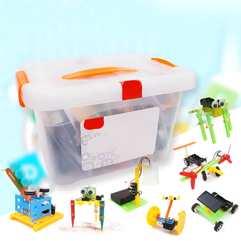 DIY plastic assembling building blocks science experiment teaching aids kit in 29x22x4cm box