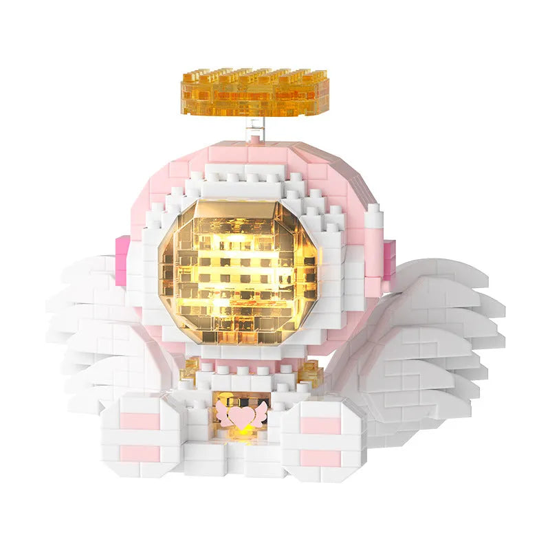 Twelve constellation luminous astronaut building blocks in plastic small diamond particles with colour box packaging