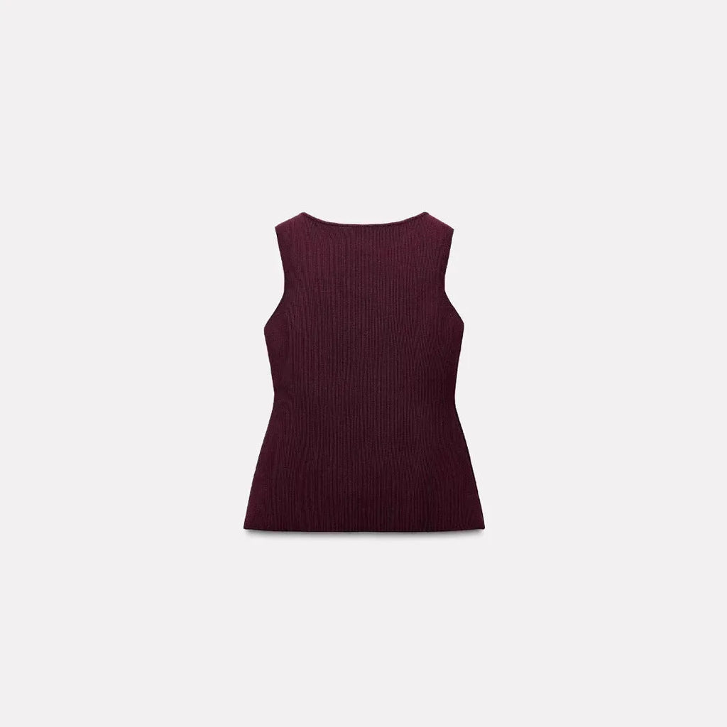 Women's slim fit sleeveless cardigan vest with 3D pattern in viscose fibre fabric