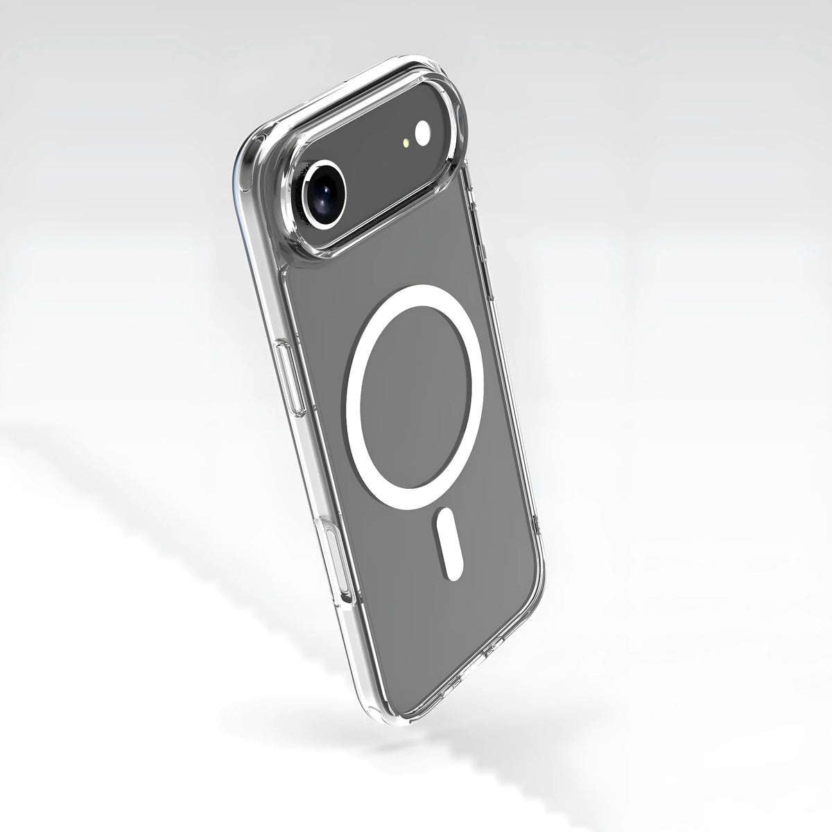 Transparent magnetic phone case for iPhone 17 AIR showing TPU composite construction