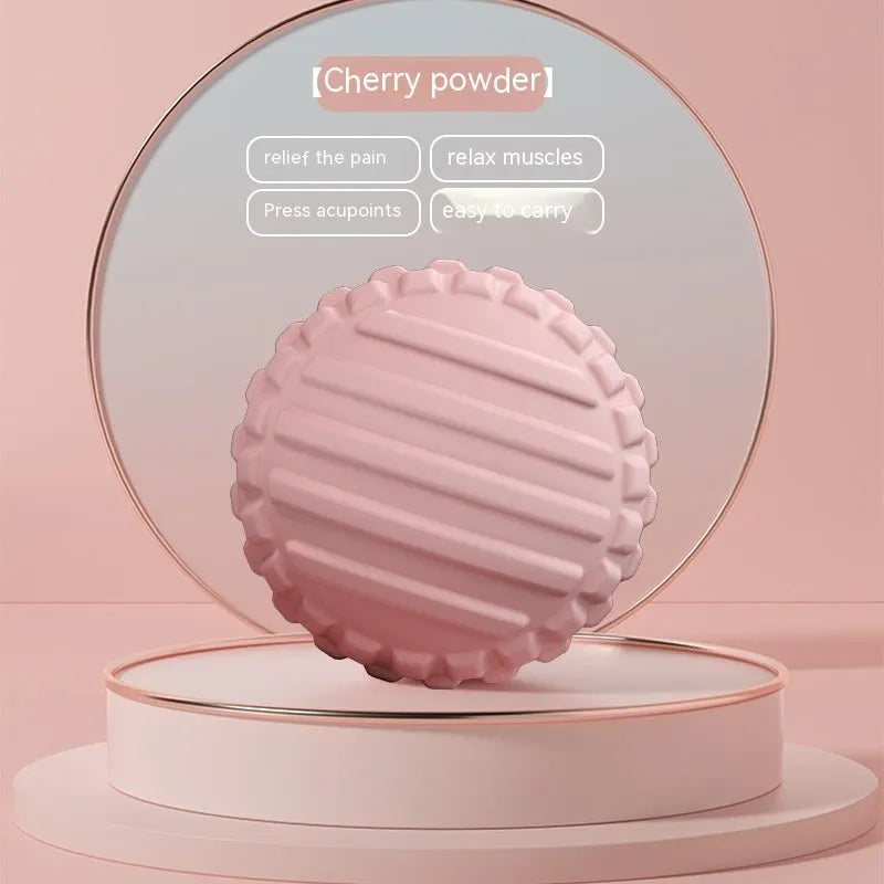 A 6cm diameter TPR foot massage ball in a choice of pink, blue, green, or purple colours.