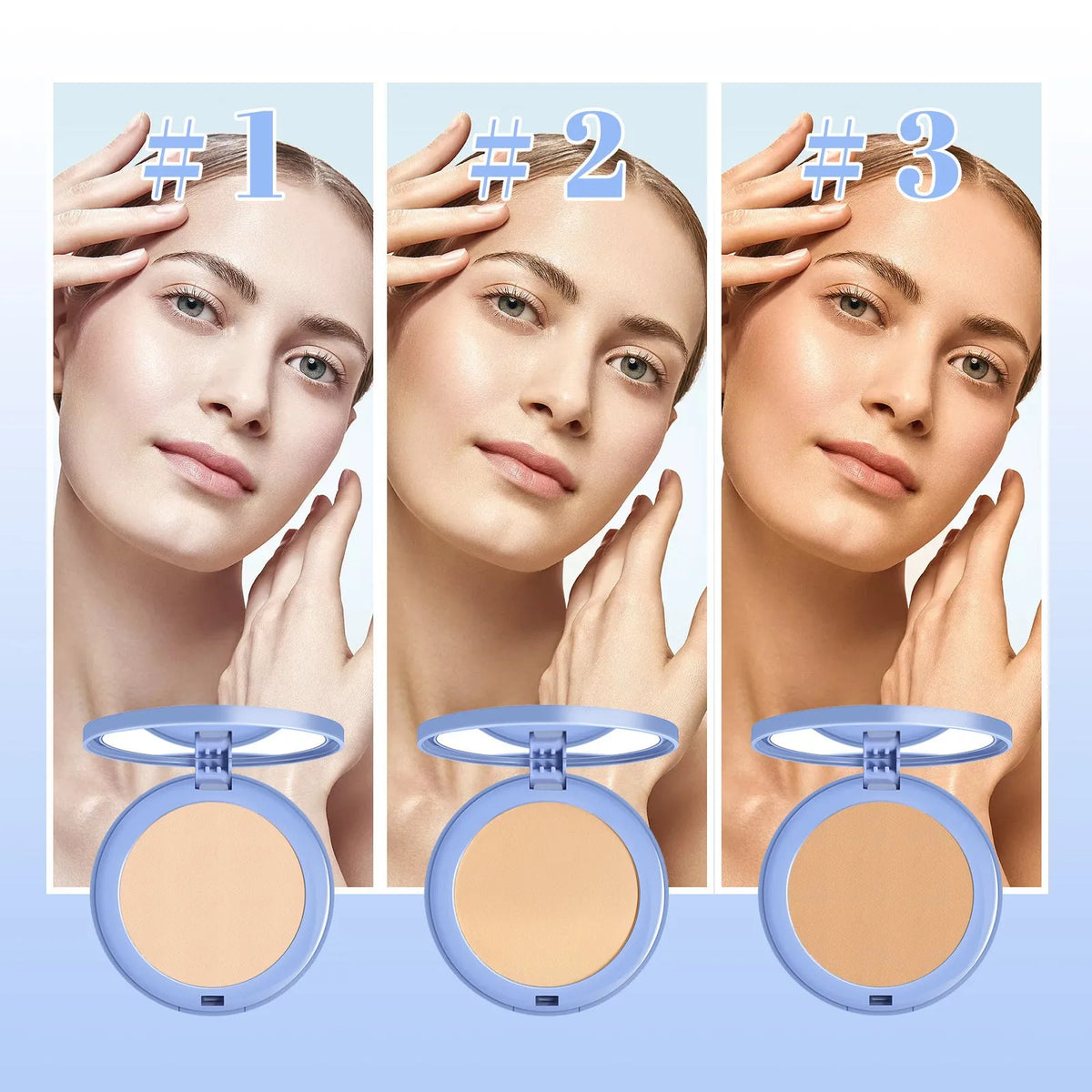Makeup finishing powder 8g container with natural beige classic ivory pure beige colour options