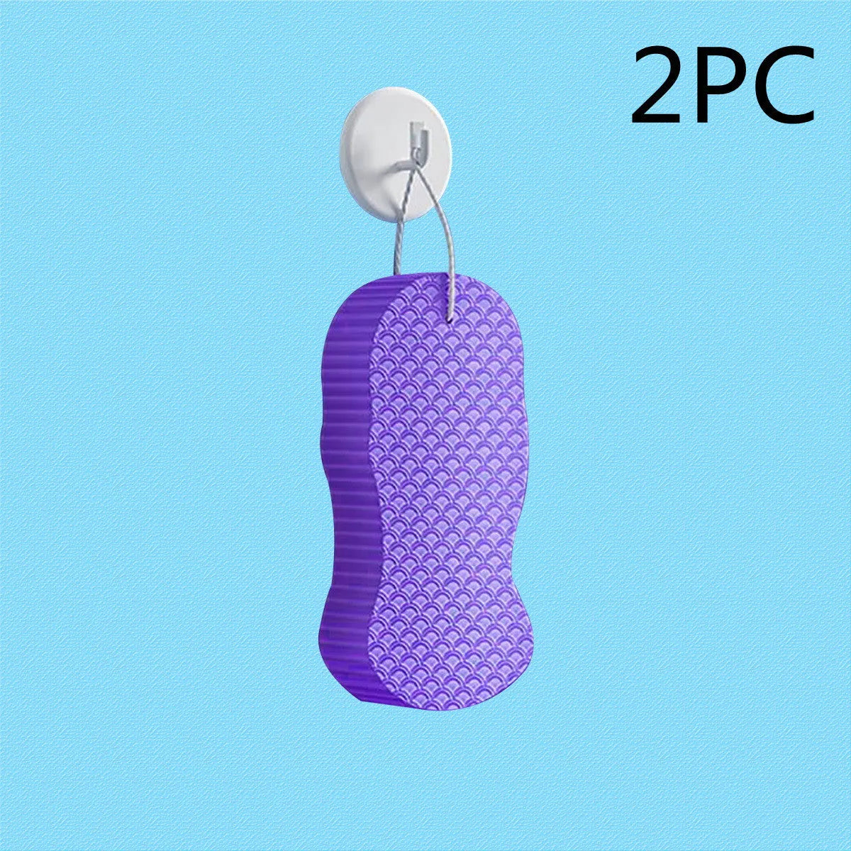 White 3D bath sponge with fish scale pattern for gentle body exfoliation