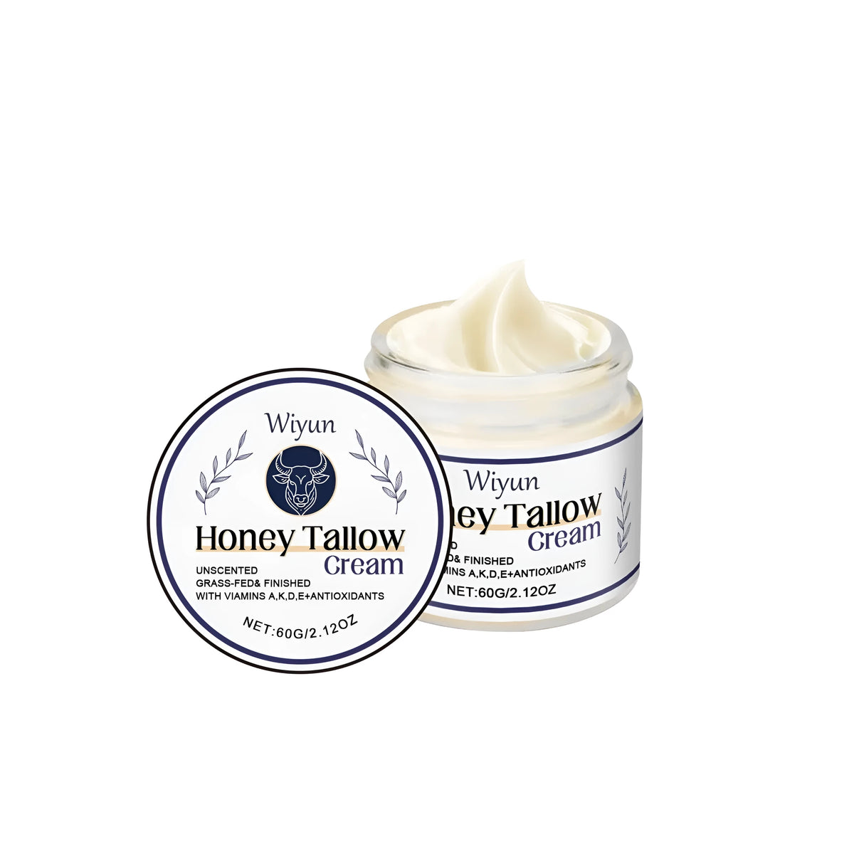 60g container of Cow Fat Moisturising Cream with glycerin, honey, and vitamin ingredients