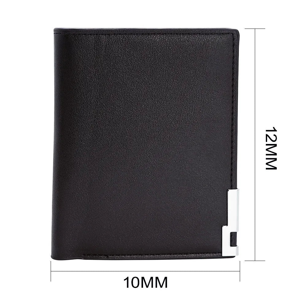 Brown leather men's wallet with a silver zipper closure laid flat.