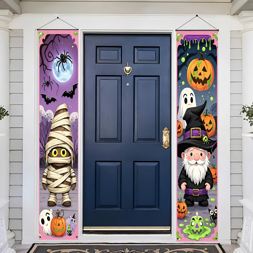 Polyester Halloween couplet hanging flag decorations measuring 30x180cm for party and wall display