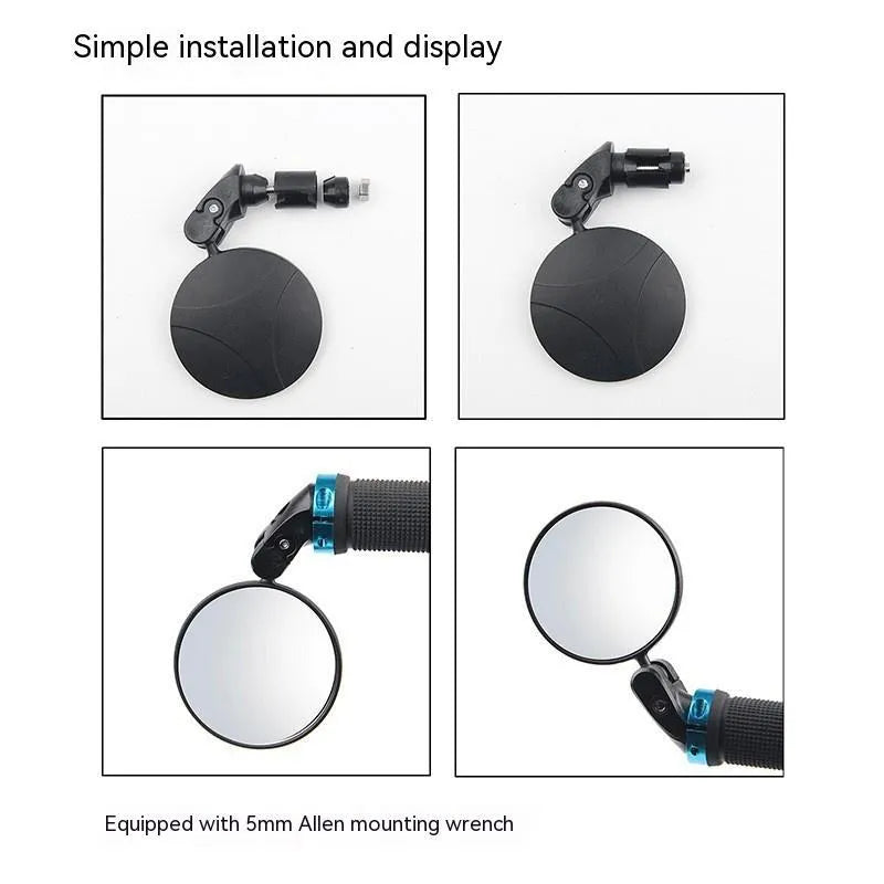 Black ABS convex rearview mirror showing 7cm reflector and 14cm length.