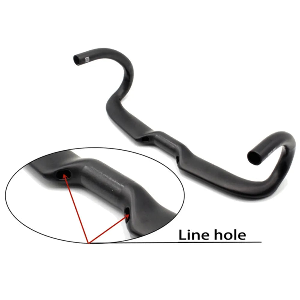 Wei Bike matt carbon fibre road bicycle handlebar showing bent shape