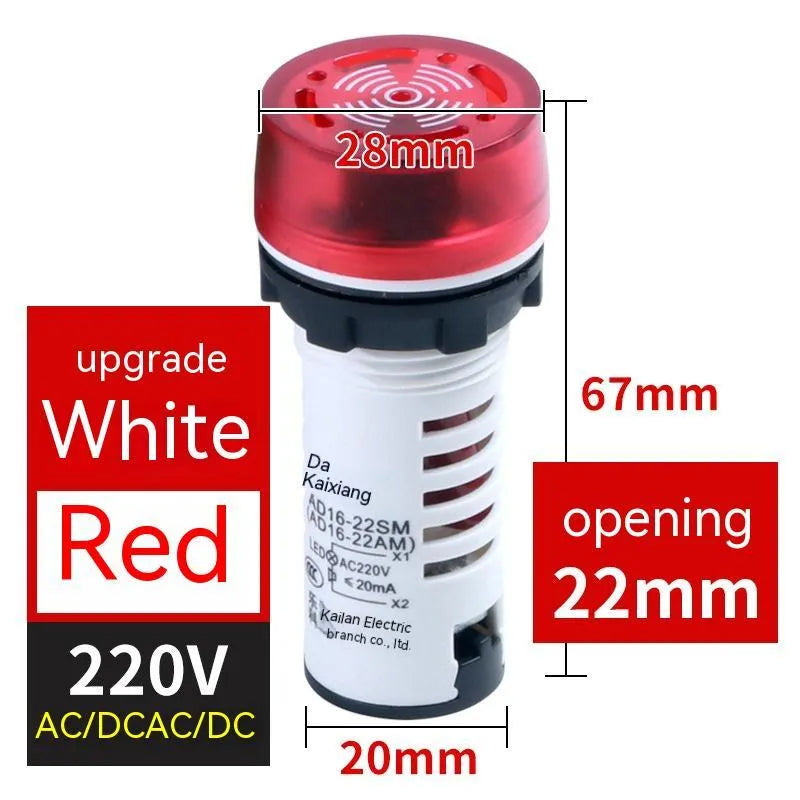 AD16-22SM LED flashing sound and light buzzer with 22mm mounting diameter for industrial control panel alarm signaling in red green and yellow