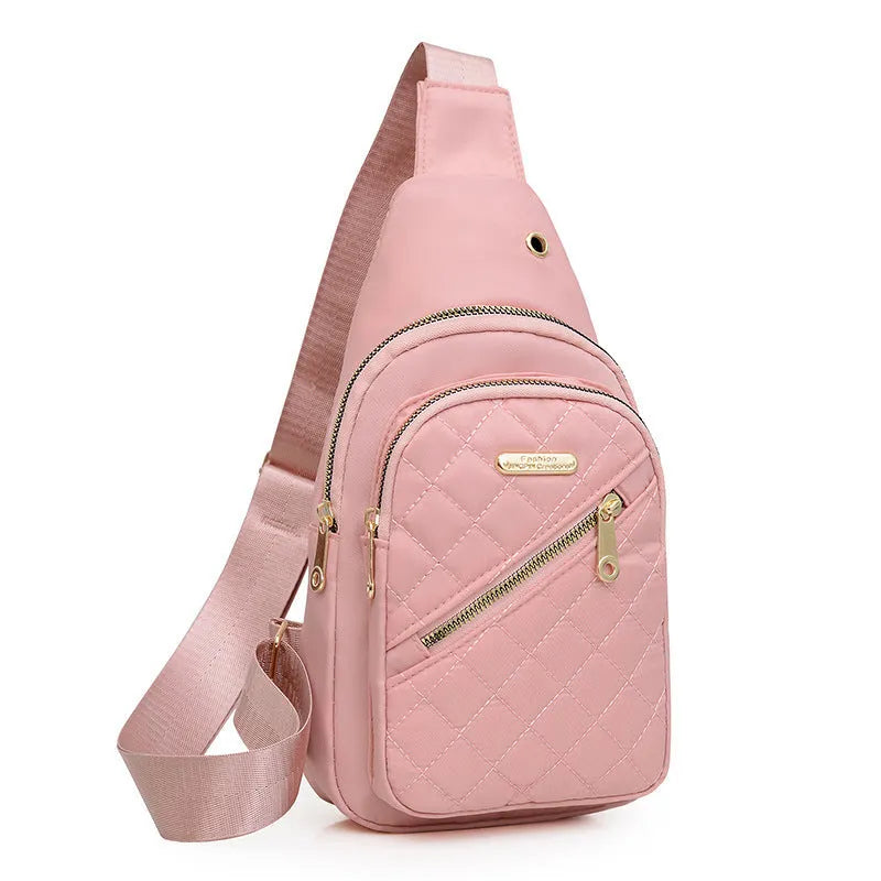 Oxford cloth crossbody chest bag for girls in assorted colours on an adjustable strap.
