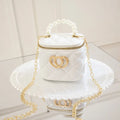 Heart-shaped white PVC bucket gel bag with a smooth lining, shown open.