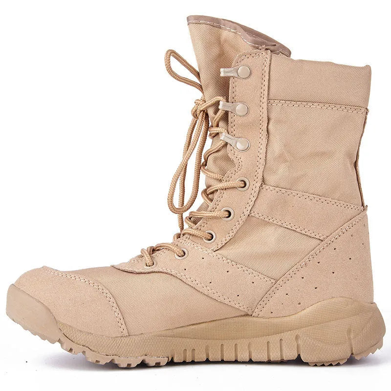 Yulong summer tactical desert combat boots in black or sand colour for outdoor climbing and hiking