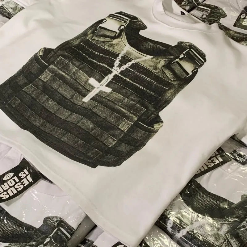 Short sleeve cotton t-shirt with a printed retro graphic and drop-shoulder sleeves in a contrast colour