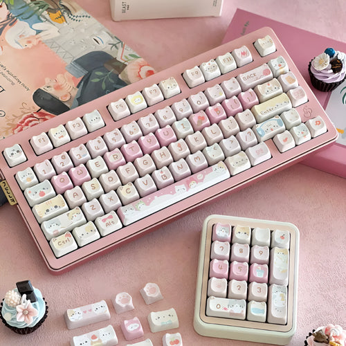 141-piece Meow Meow Team Height sublimation printed key cap set for mechanical keyboards