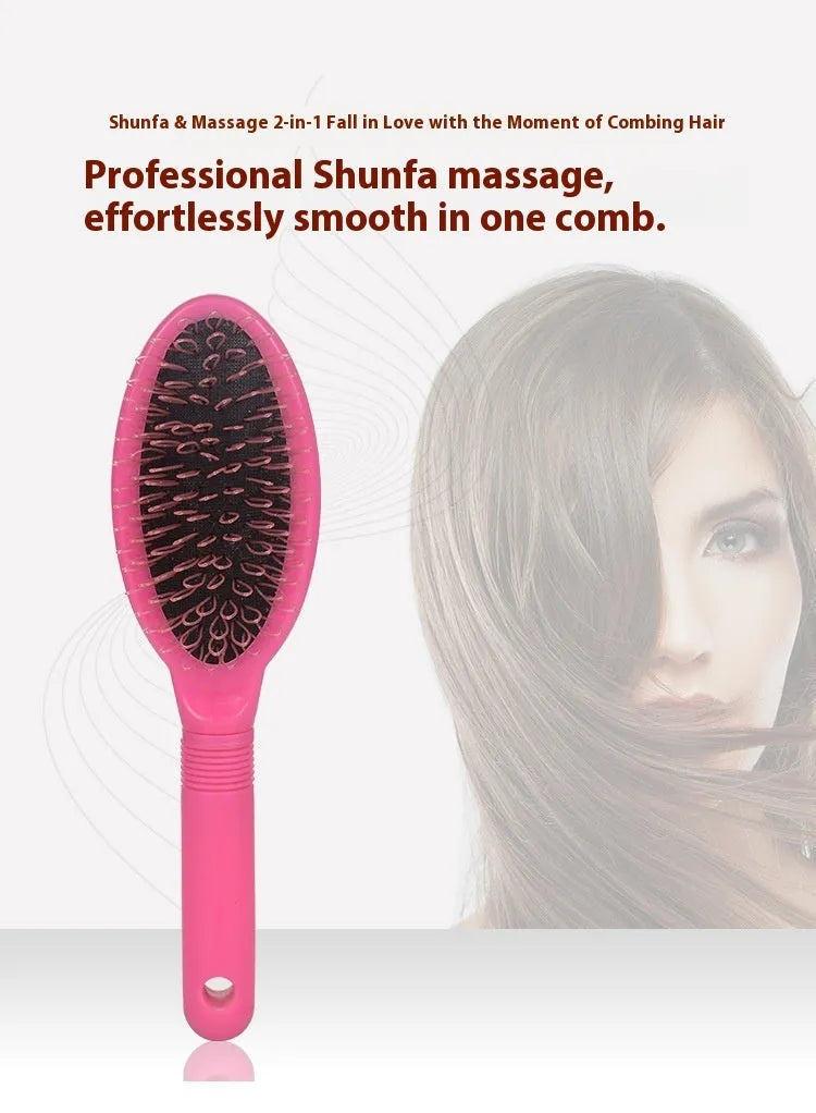 Black or pink plastic ring tooth hair extension comb measuring 22cm long